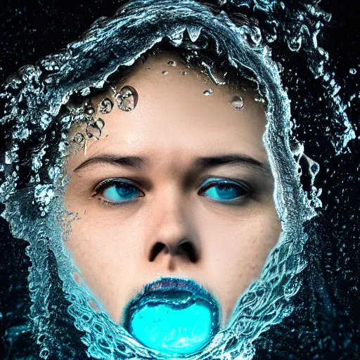 Image similar to water in the shape of a human head on the ocean, water manipulation photoshop, behance, ray tracing, cinematic, in the style of johnson tsang, long shot, hyper detailed, hyper realistic, 8 k resolution, sharp focus, realistic water, award winning