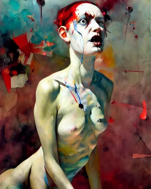 Image similar to stop trying to make sense of insanity. this is a place where dead people breathe. in the style of adrian ghenie, esao andrews, ( ( ( jenny saville ) ) ), edward hopper, surrealism, dark art by james jean