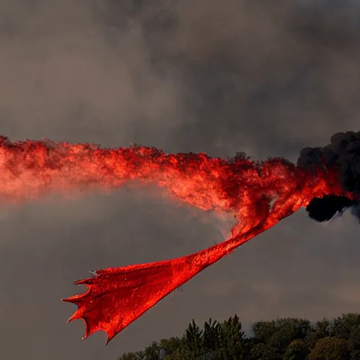 Image similar to red dragon blocking black smoke by rj palmer