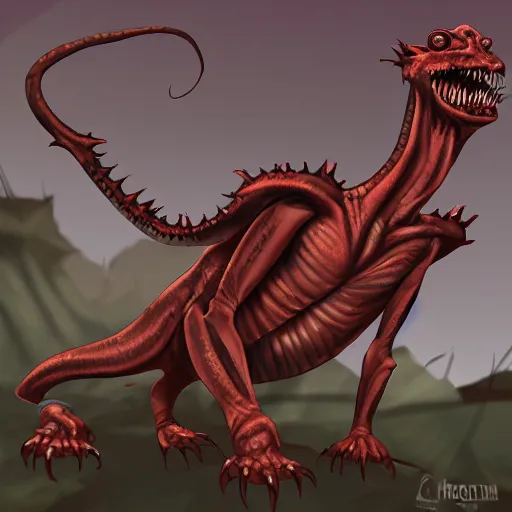 Image similar to big butcher anthropomorphic male lizardfolk posing scarily, scary angry pose, chasing you, bloody, covered in blood, fresh kill, cleaver, in a cave, earie setting, lovecraft eldritch horror, hyperdetailed, furaffinity, anthro art