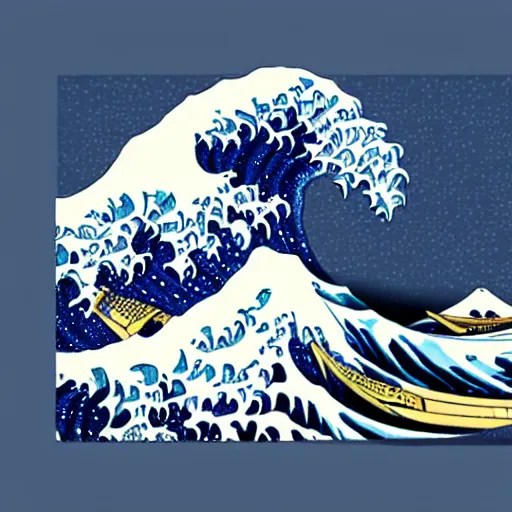 Image similar to the great wave as a sticker - art, svg vector, adobe - illustrator