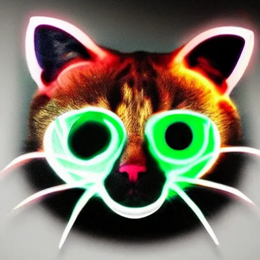 Image similar to a cat with glowing eyes made entirely of jello