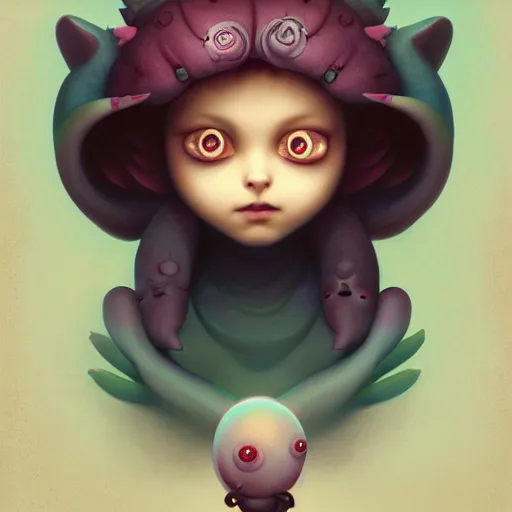 Image similar to funny cute little monster by tom bagshaw, artgerm, jeremiah ketner, beeple and charlie bowater, soft lighting, solid background,