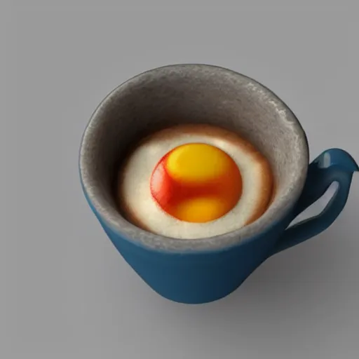 Prompt: Needle felted coffee mug and breakfast, trending on artstation