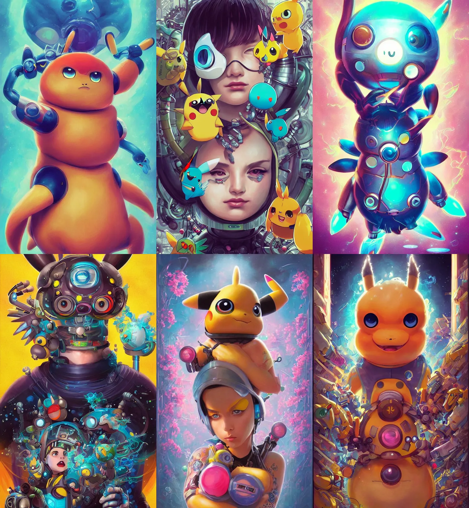 Image similar to lofi BioPunk Pokemon Pikachu portrait Pixar style by Tristan Eaton_Stanley Artgerm and Tom Bagshaw,