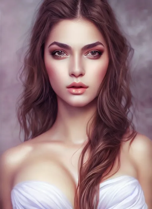 Image similar to a gorgeous greek female photo, professionally retouched, soft lighting, realistic, smooth face, full body shot, torso, dress, perfect eyes, sharp focus on eyes, 8 k, high definition, insanely detailed, intricate, elegant, art by artgerm and jason chan