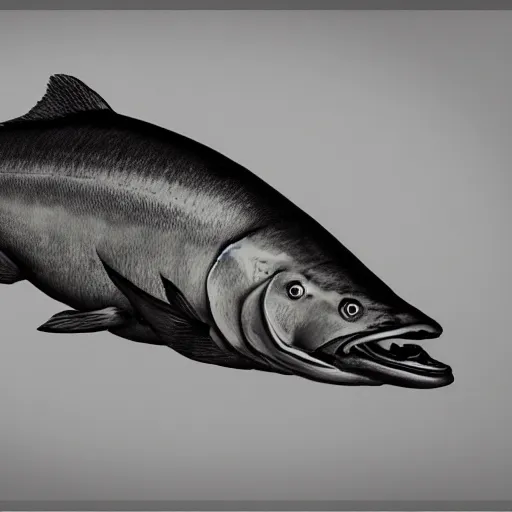 Prompt: salmon rushdie as. salmon, a realistic portrait and realism, a sharp focus, ten flats, digital art, bright colors, trending on artstation, unreal engine.