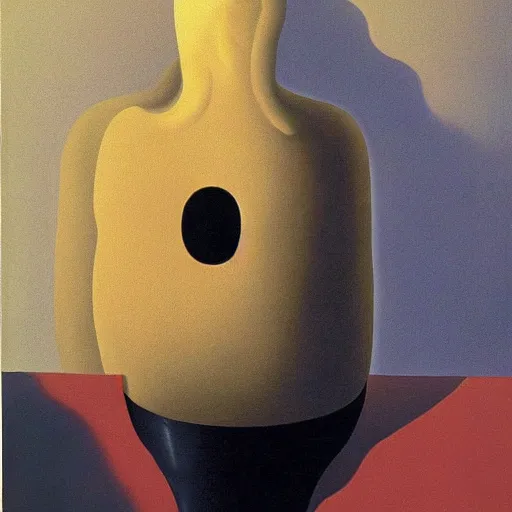 Image similar to unpleasant, painted by rene magritte