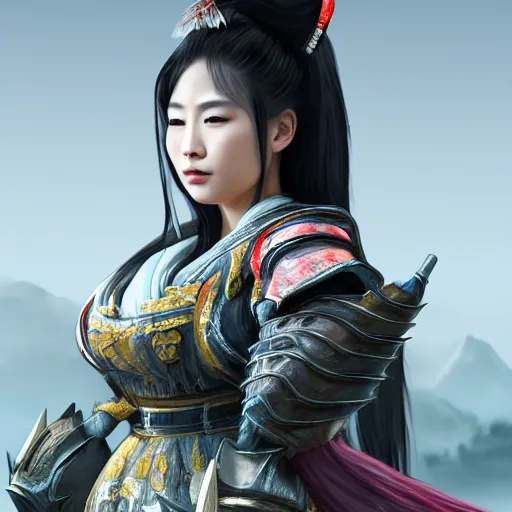 Prompt: a portrait of a full body beautiful asian geisha girl, young with long hair, wearing monster hunter armor, hunting, matte painting, hyper realistic, very detailed, intricate, very sexy pose, slight smile expression, unreal engine, dramatic cinematic lighting rendered by octane, 8 k, detailed
