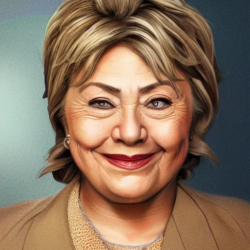 Prompt: ultra realistic illustration, roseanne barr as hillary clinton, intricate, elegant, highly detailed, digital painting, artstation, concept art, smooth, sharp focus, illustration, art by artgerm and greg rutkowski and alphonse mucha