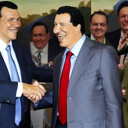 Image similar to spanish president pedro sanchez as hugo chavez clothes
