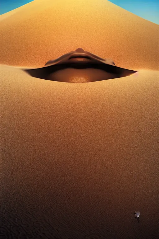 Image similar to hyperrealistic close - up monster! dunes highly detailed concept art eric zener elson peter cinematic hard yellow lighting high angle hd 8 k sharp shallow depth of field, inspired by david paul cronenberg and zdzisław beksinski