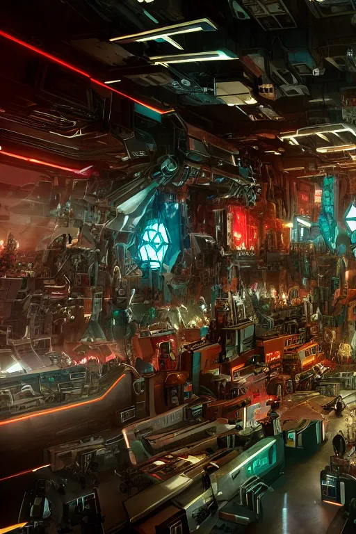 Image similar to Cybertron, inside of a futuristic Hot Topic store for goth Decepticons, Transformers, concept art, accurate perspective, cinematography by Wes Anderson, 4k octane render , cinematic lighting, Artstation