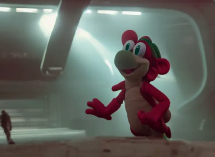 Image similar to film still of yoshi in the new sci - fi movie, 8 k