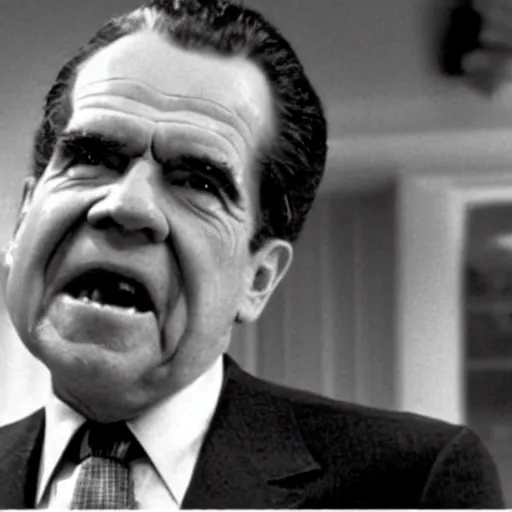 Prompt: A still of Richard Nixon in Back to the Future