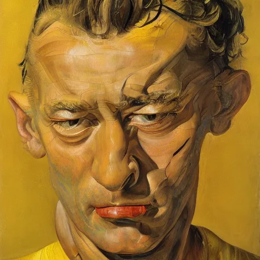 Image similar to high quality high detail painting by lucian freud and frank frazetta, hd, yellow