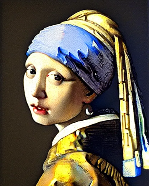 Image similar to Girl with a Pearl Earring By Johannes Vermeer painting by Hieronymus Bosch