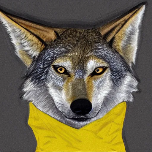 Prompt: a full-body sketch of an anthro mexican gray wolf face wearing a yellow raincoat from Dark (Netflix series)