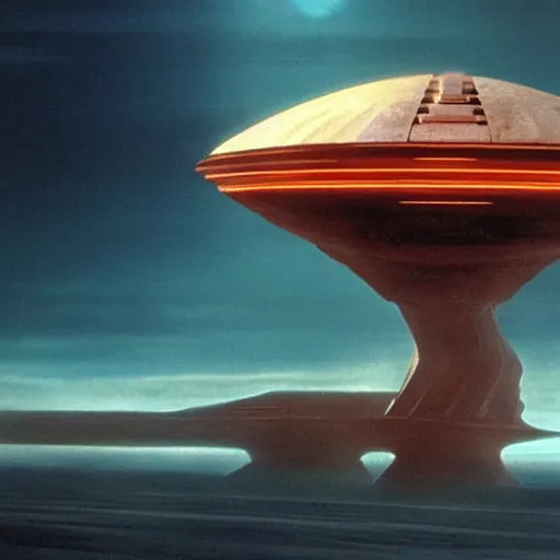 Prompt: giant mothership spacecraft, dune style, denis villeneuve