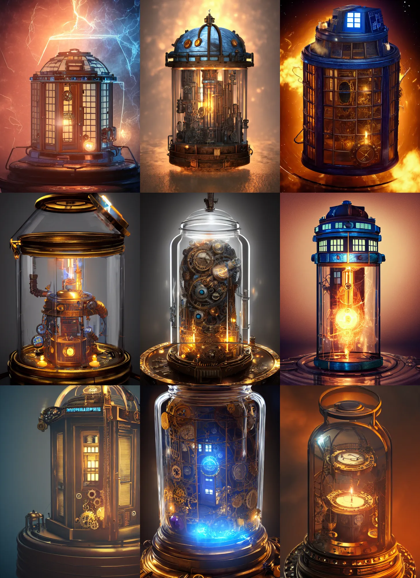 Steampunk Tardis Inside A Glass Jar Lightning Stable Diffusion   0fb2a94fdd6542674b9c8aba2c9b6f16adb2a6a9 2000x2000.webp