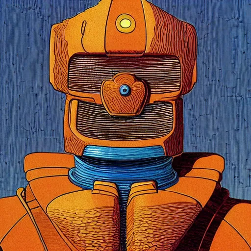 Image similar to portrait of a robot by moebius in the style of jean giraud