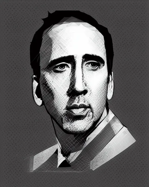 Image similar to nicholas cage, portrait, vector, low poly