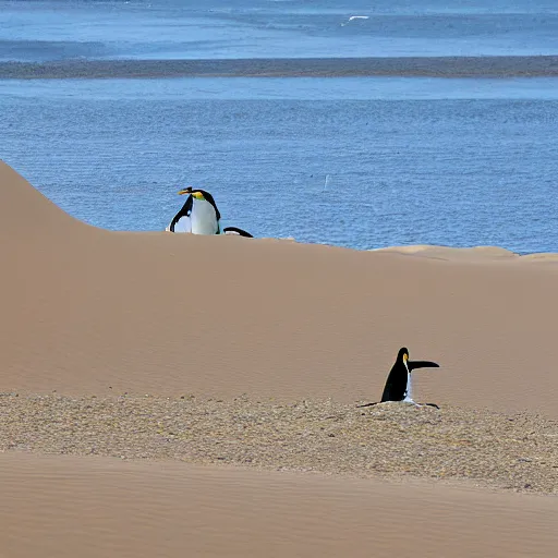 Image similar to penguins sand dunes,, photography