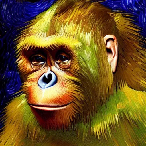 a van gogh painting of an orangutan, 4 k, hyper | Stable Diffusion ...