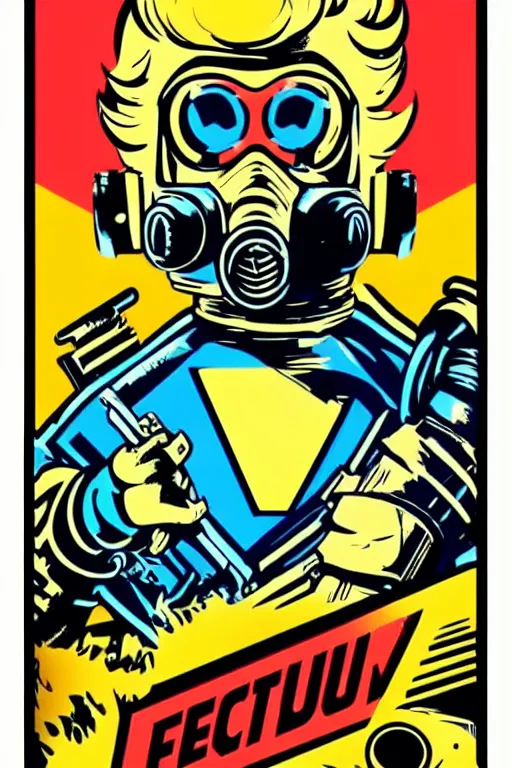 Image similar to fallout 7 6 retro futurist illustration art by butcher billy, sticker, colorful, illustration, highly detailed, simple, smooth and clean vector curves, no jagged lines, vector art, smooth andy warhol style