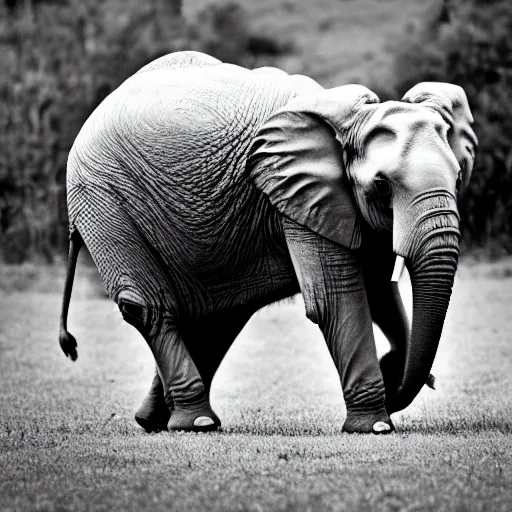 Prompt: tardigrade elephant hybrid, black and white photo
