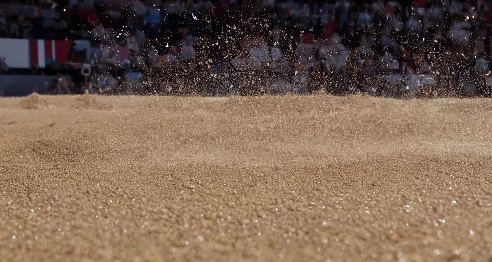 Image similar to olympic swimming in sand instead of water, extremely coherent, motion blur