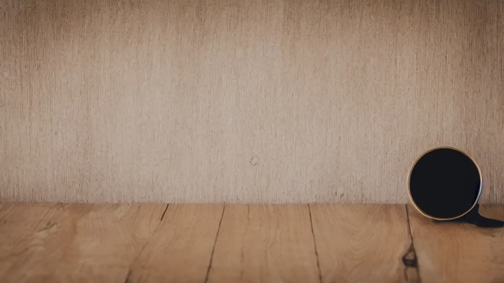 Prompt: exactly one object of your choice on a wooden table in the middle of an empty room, professional photograph, sharp focus