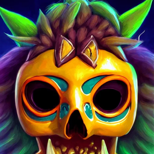 Image similar to a logo of majora's mask skull kid, art by lois van baarle and loish and ross tran and rossdraws and sam yang and samdoesarts and artgerm and saruei and disney, digital art, highly detailed, intricate, sharp focus, trending on artstation hq, deviantart, unreal engine 5, 4 k uhd image