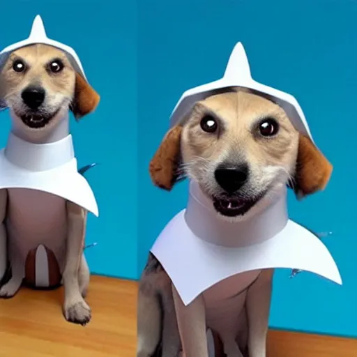 Image similar to Dog cosplaying badly as a shark