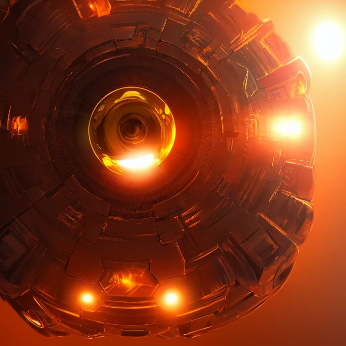 Image similar to the sun surrounded by metal. high tech. octane render, trending on artstation, very coherent symmetrical artwork. cinematic, hyper realism, high detail, octane render, 8 k, iridescent accents