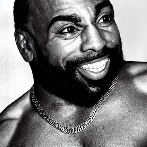 Image similar to a photograph of joe rogan as mr. t