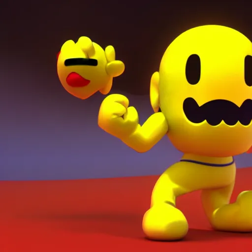 Image similar to Pac-Man from Super Smash Bros Ultimate wearing a suit, octane render, 3d render, trending on artstation, artstation