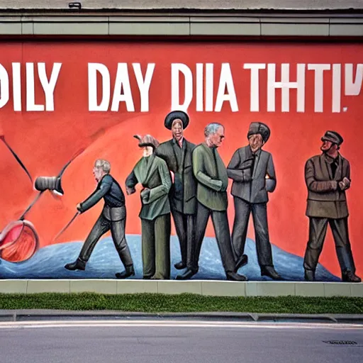 Image similar to the word daily in a socialist realist mural