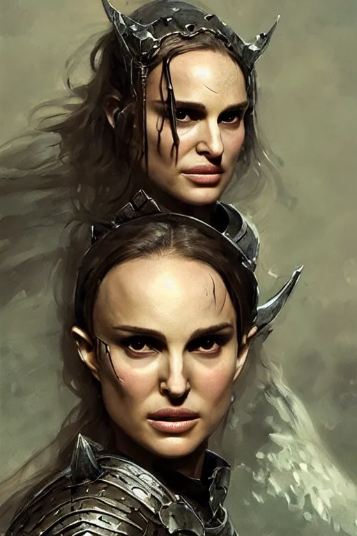 Image similar to natalie portman, legendary warrior, heroic, lord of the rings, tattoos, decorative ornaments, battle armor, by carl spitzweg, ismail inceoglu, vdragan bibin, hans thoma, greg rutkowski, alexandros pyromallis, perfect face, fine details, realistic shading photorealism