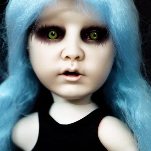 Image similar to porcelain doll of ozzy osborne