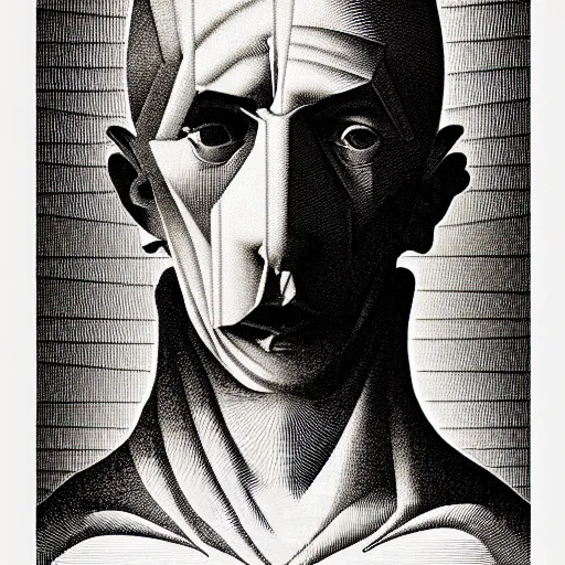 Image similar to grainy spray effect super conceptual figurative post - morden monumental portrait made by escher and piranesi, highly conceptual figurative art, intricate detailed illustration, illustration sharp geometrical detail, vector sharp graphic, controversial, manga 1 9 9 0