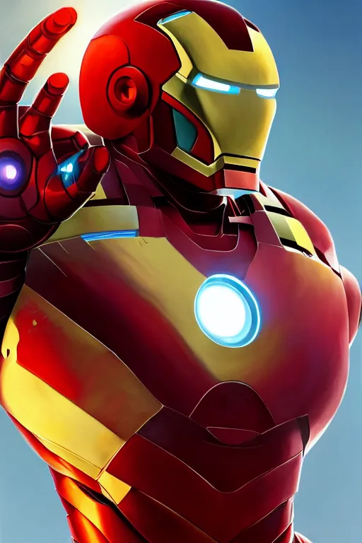 Image similar to epic iron man portrait stylized as fornite style game design fanart by concept artist gervasio canda, behance hd by jesper ejsing, by rhads, makoto shinkai and lois van baarle, ilya kuvshinov, rossdraws global illumination radiating a glowing aura global illumination ray tracing hdr render in unreal engine 5