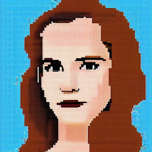 Image similar to pixel art of Emma Watson