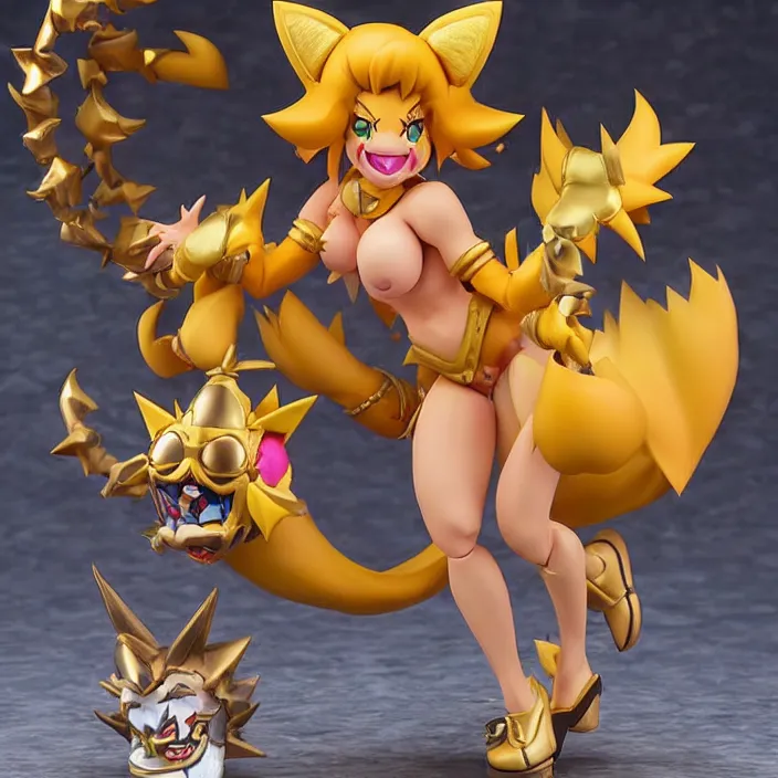 Prompt: a detailed figure of bowsette, first 4 figures, detailed product photo