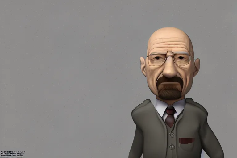 Image similar to 3 d render, pixar quality poster of walter white