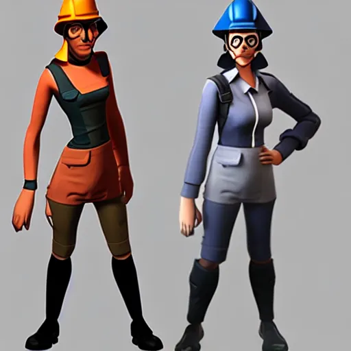 Prompt: engineer from team fortress 2 as a woman