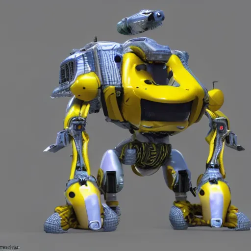 Prompt: a banana piloting a mech, hyper realistic, extremely detailed, 3 d render, coherent, unreal engine 6,