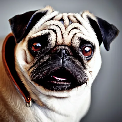 Prompt: the world's uglies pug, extreme amount of folds, mangled teeth