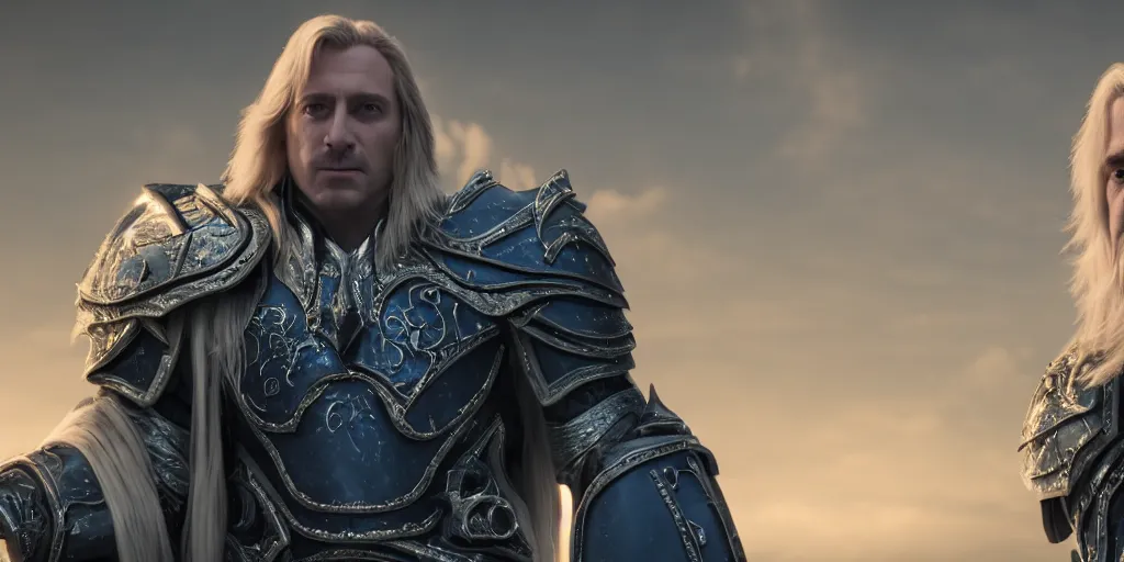 Image similar to arthas menethil movie frame, cinematic, high detail, cinematography, vfx, 8 k