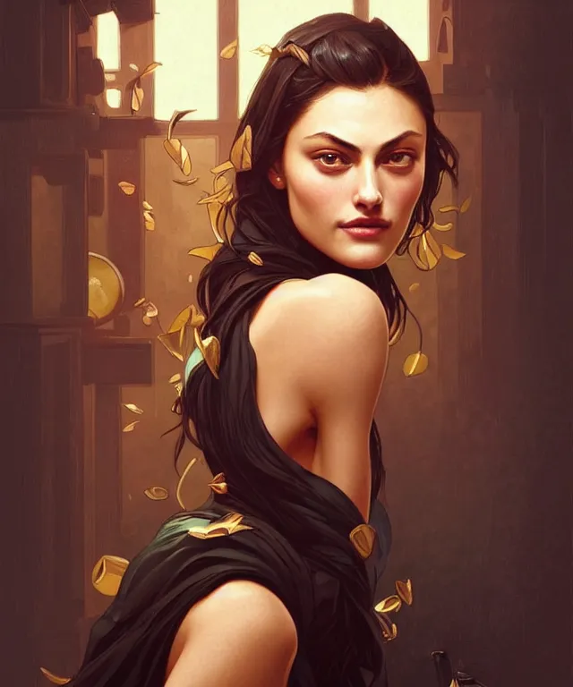 Prompt: Phoebe Tonkin as a very happy starbucks barista, portrait, intricate, elegant, highly detailed, digital painting, artstation, concept art, smooth, sharp focus, illustration, art by artgerm and greg rutkowski and alphonse mucha